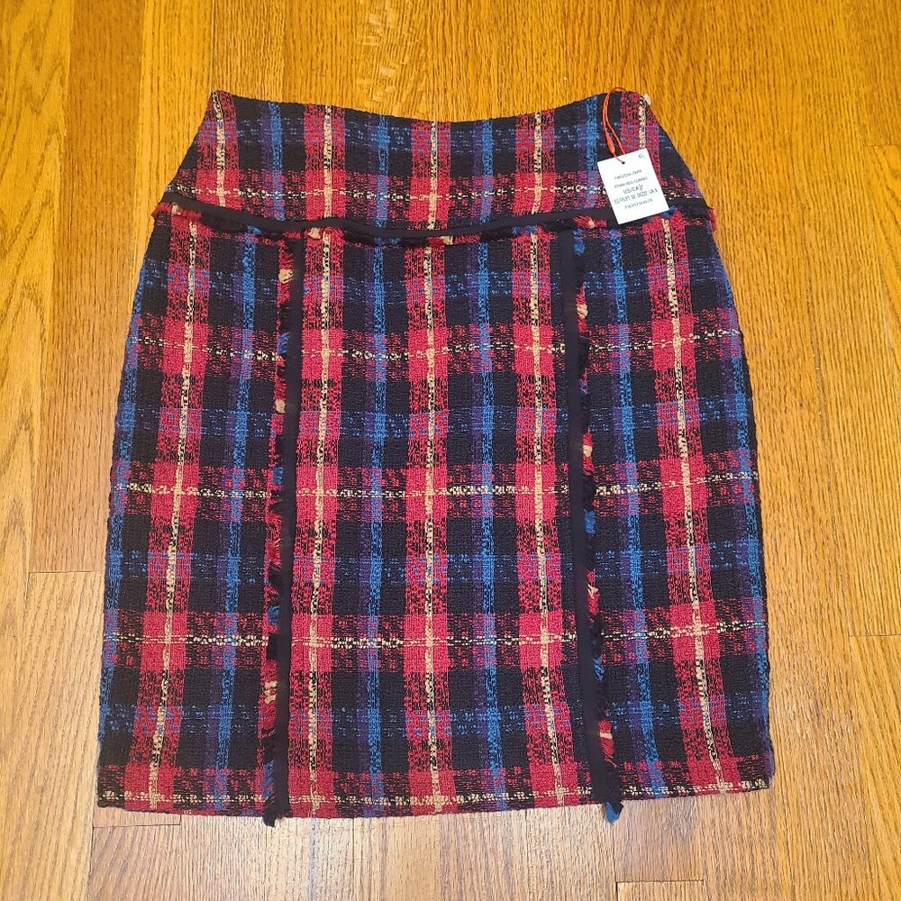 NWT ANNE KLEIN Tweed Wear to Work Boucle Pencil Skirt RED Size 2
